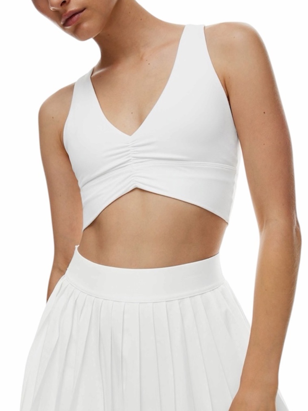 Aritzia TNAction butter volley white sports bra